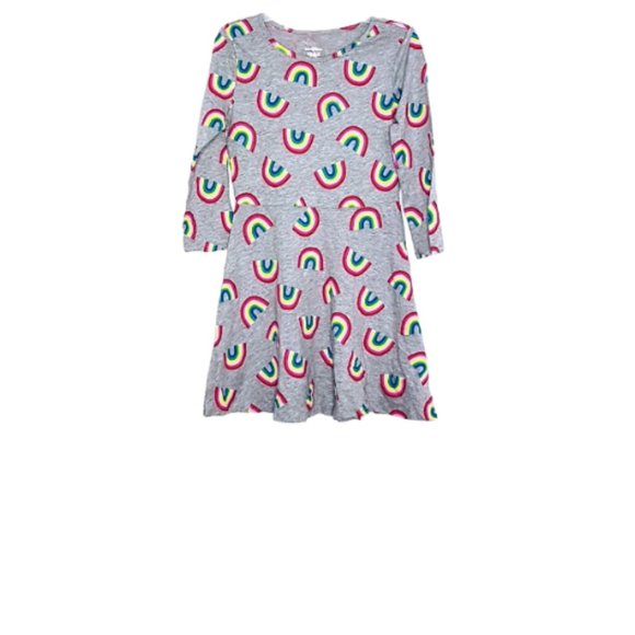 #K14 Girls Long Sleeve Summer Rainbow Patterned Dress - Picture 3 of 4
